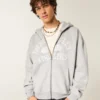Boxy Zip-Up Forest Hills Athletics Graphic Hoodie