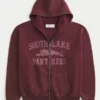 Boxy Zip-Up South Lake Panthers Graphic Hoodie