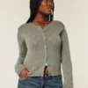 Cardigan mit Ösen und Rundhalsausschnitt
