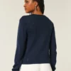 Cardigan mit Ösen und Rundhalsausschnitt