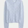 Cardigan mit Ösen und Rundhalsausschnitt