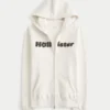 Chenille-Logo-Grafik-Hoodie mit Reißverschluss