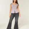 Curvy High-Rise Washed Black Flare Jeans