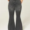 Curvy High-Rise Washed Black Flare Jeans