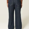 Curvy Low-Rise Dark Wash Foldover Waist Baggy Jeans
