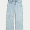 Curvy Low-Rise Ripped Light Wash Baggy Jeans