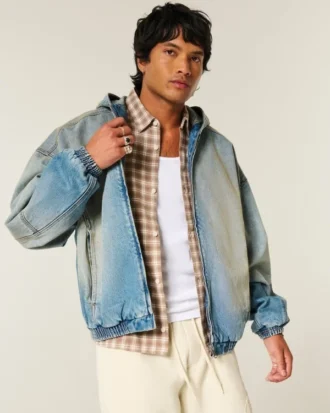 Denim-Skaterjacke mit Reißverschluss