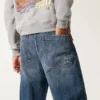 Dunkel gewaschene Jeans mit Logo-Stickerei Super Baggy Jeans