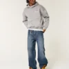 Dunkel gewaschene Jeans mit Logo-Stickerei Super Baggy Jeans