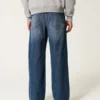 Dunkel gewaschene Jeans mit Logo-Stickerei Super Baggy Jeans