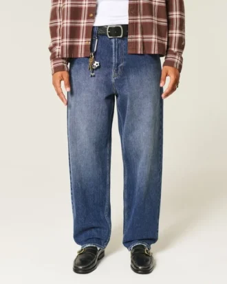 Dunkelblaue Skater-Baggy-Jeans