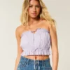 Easy Crop Trägerloses Tube-Top mit Spitzeneinsatz