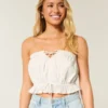 Easy Crop Trägerloses Tube-Top mit Spitzeneinsatz