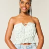 Easy Crop Trägerloses Tube-Top mit Spitzeneinsatz