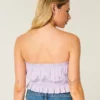 Easy Crop Trägerloses Tube-Top mit Spitzeneinsatz
