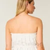 Easy Crop Trägerloses Tube-Top mit Spitzeneinsatz