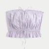 Easy Crop Trägerloses Tube-Top mit Spitzeneinsatz