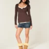 Einfach zu bindendes Henley-Babydoll-Oberteil