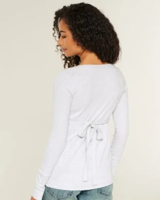 Einfach zu bindendes Henley-Babydoll-Oberteil