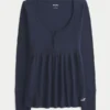 Einfach zu bindendes Henley-Babydoll-Oberteil