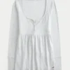 Einfach zu bindendes Henley-Babydoll-Oberteil