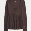 Einfach zu bindendes Henley-Babydoll-Oberteil