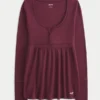 Einfach zu bindendes Henley-Babydoll-Oberteil