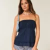 Einfaches trägerloses Babydoll-Oberteil