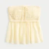 Einfaches trägerloses Babydoll-Oberteil aus Häkelstoff