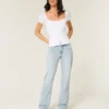 Entspannte Straight-Jeans mit niedriger Leibhöhe und heller Waschung