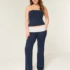 Faltbund-Strickhose mit ausgestelltem Bein
