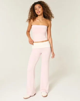 Faltbund-Strickhose mit ausgestelltem Bein
