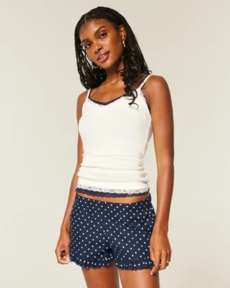 Flanell-Shorts mit Rüschen