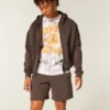 Fleece-Shorts über dem Knie