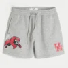 Fleece-Shorts mit Grafik der University of Houston, Länge bis zur Mitte des Oberschenkels
