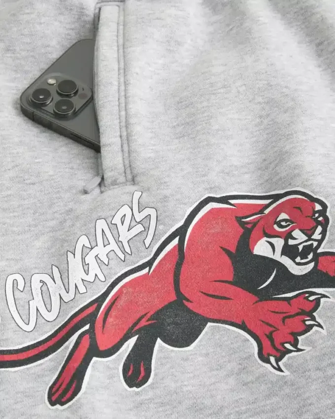 Fleece-Shorts mit Grafik der University of Houston, Länge bis zur Mitte des Oberschenkels