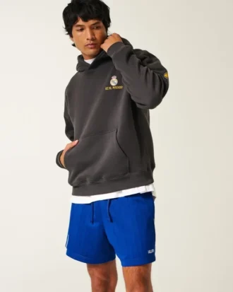 Fußballshorts aus Strick mit Logo, mittellang