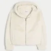 Gemütlicher Hoodie mit Kunstfell und Reißverschluss