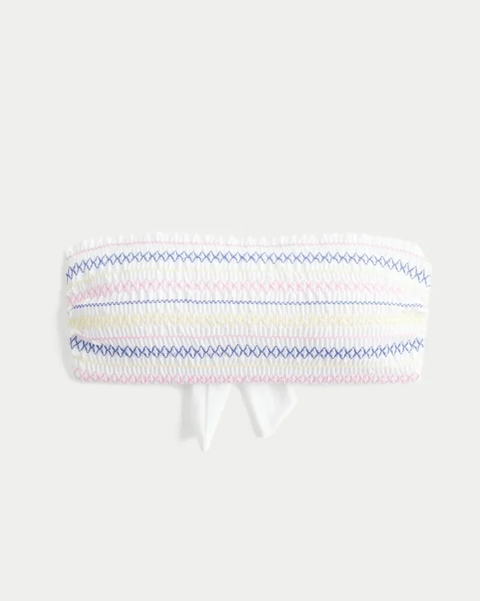 Gerafftes Bandeau-Bikini-Oberteil