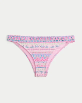 Gesmokte Taille, hoch geschnittene Cheekiest-Bikinihose