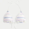 Gesmoktes Neckholder-Triangel-Bikini-Oberteil