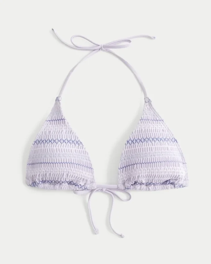 Gesmoktes Neckholder-Triangel-Bikini-Oberteil