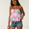 Gestaffeltes Babydoll-Oberteil mit Neckholder