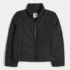 Gesteppte Pufferjacke mit Reißverschluss und Herz