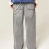 Gewaschene graue Baggy-Jeans