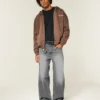 Gewaschene graue Super-Baggy-Jeans