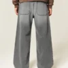 Gewaschene graue Super-Baggy-Jeans