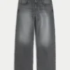 Gewaschene graue Super-Baggy-Jeans