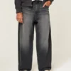 Gewaschene schwarze Baggy-Jeans mit Grafik