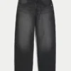 Gewaschene schwarze Baggy-Jeans mit Grafik